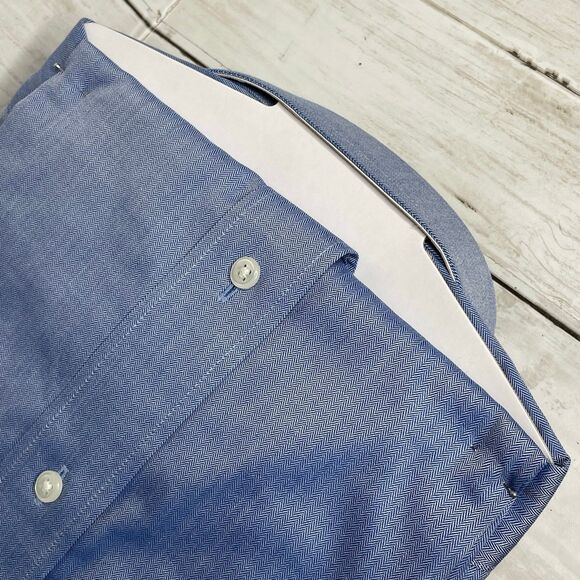 NORDSTROM Men's Long Sleeve Button Up Dress Shirt Smartcare Wrinkle Free 16 x 24 - Picture 8 of 9